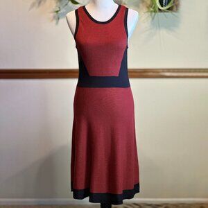 Red and Black Colorblock Sleeveless Knit Dress
